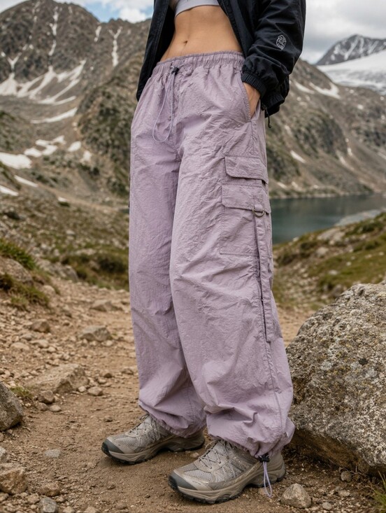 backyarder Pants - Backyarder Women’s Small Cargo Parachute Pants Lavender Nylon Utility Gorpcore